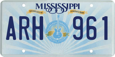 MS license plate ARH961