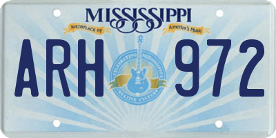 MS license plate ARH972