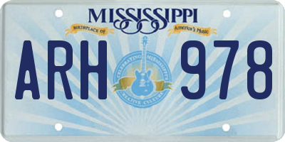 MS license plate ARH978