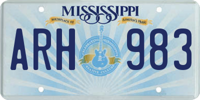 MS license plate ARH983