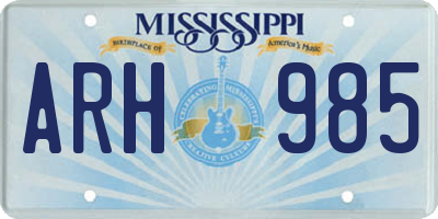 MS license plate ARH985