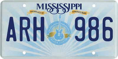 MS license plate ARH986