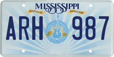 MS license plate ARH987