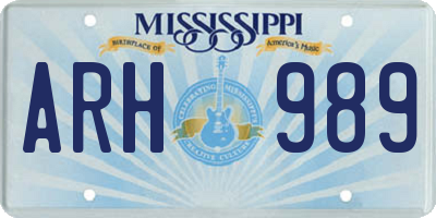 MS license plate ARH989