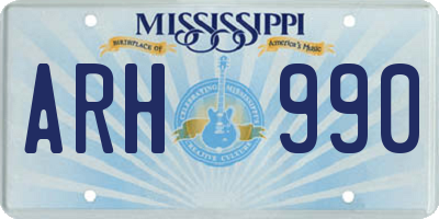 MS license plate ARH990