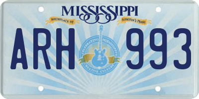 MS license plate ARH993