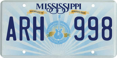 MS license plate ARH998