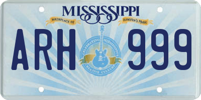 MS license plate ARH999