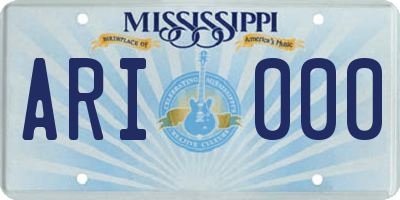 MS license plate ARI000