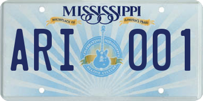 MS license plate ARI001