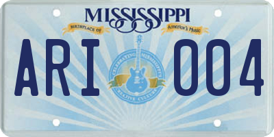 MS license plate ARI004