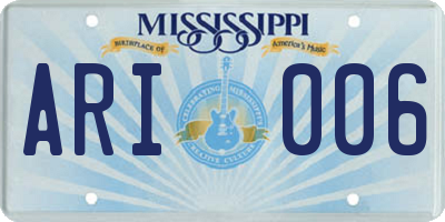 MS license plate ARI006