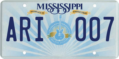 MS license plate ARI007