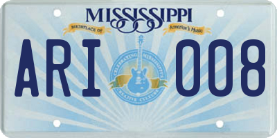 MS license plate ARI008
