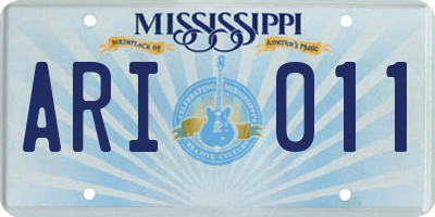 MS license plate ARI011