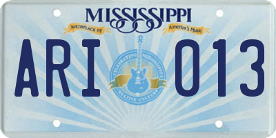 MS license plate ARI013