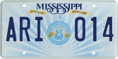 MS license plate ARI014