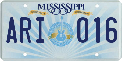 MS license plate ARI016