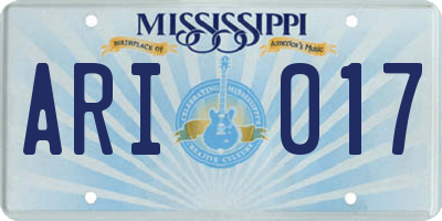 MS license plate ARI017