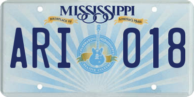 MS license plate ARI018