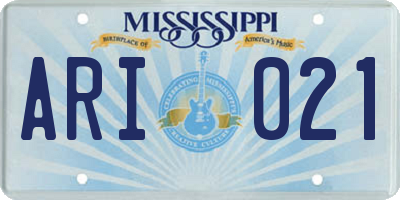 MS license plate ARI021