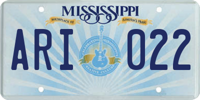 MS license plate ARI022