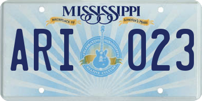 MS license plate ARI023