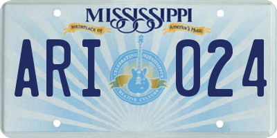 MS license plate ARI024