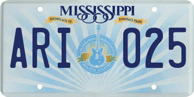 MS license plate ARI025