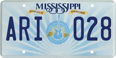 MS license plate ARI028