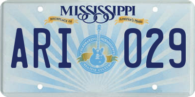 MS license plate ARI029