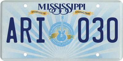 MS license plate ARI030