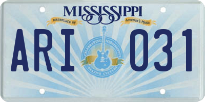 MS license plate ARI031
