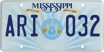 MS license plate ARI032