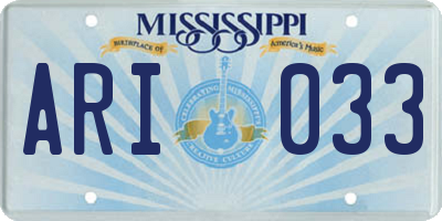 MS license plate ARI033