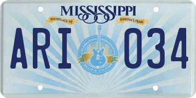 MS license plate ARI034