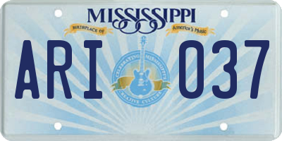 MS license plate ARI037