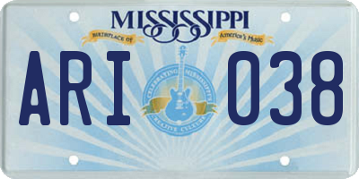 MS license plate ARI038