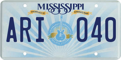 MS license plate ARI040