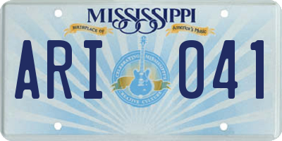 MS license plate ARI041