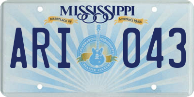 MS license plate ARI043