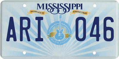 MS license plate ARI046