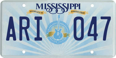MS license plate ARI047