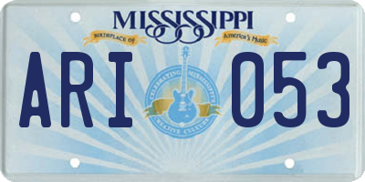 MS license plate ARI053