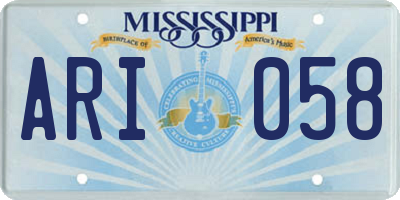 MS license plate ARI058