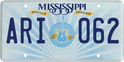MS license plate ARI062