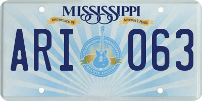 MS license plate ARI063