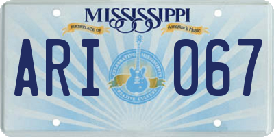 MS license plate ARI067