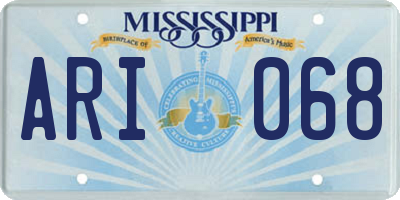 MS license plate ARI068