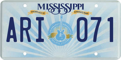 MS license plate ARI071